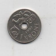 Münze Norwegen 1 Krone 1997