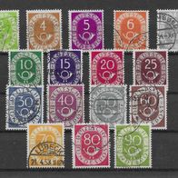 019) BRD/ Bund 1951 Posthorn Mi. Nr. 123/38 kpl. Satz gestempelt