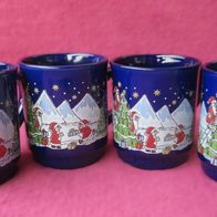 4er Xmas Glühweinbecher blau 200 ml Glühweintassen Weihnachtstassen Winterland