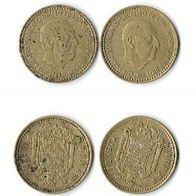 Spanien - 2 Stück 1 Peseta Münzen 1966 - SS u. S