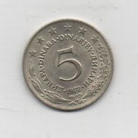 Münze Jugoslawien 5 Dinar 1972