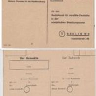 Postkarte Drucksache, Suchdienst für vermißte Deutsche mit durchstochener Bugkante,
