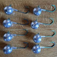 Neu! 8 Profi-Blinker Jigkopf Größe: F = 80g Bleikopf Haken Rundkopf Dorschbombe