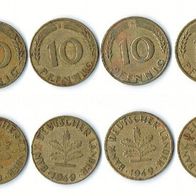 Bank deutscher Länder 6 Stück 10 Pfennig 1949 - SS