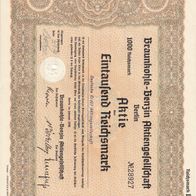 BRABAG - Aktie über 1000 RM - Berlin, im Februar 1936 - Inhaber: Deutsche Erdöl AG