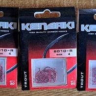 Neu 60 Kensaki 8010-R4 Trout Haken Forellenhaken Forelle Rot Größe: 4 Madenhaken