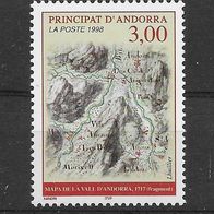005) Andorra (französisch) 1998 Landkarte Mi. Nr. 529 postfrisch