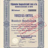 Allgemeine Baugesellschaft Lenz & Co. (Kolonial-Geschäft) - 100 RM - Bln. 1935