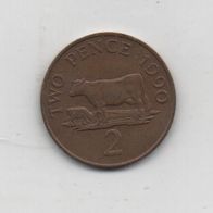Münze Bailiwick of Guernsey 2 Pence 1990