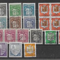 020) Andorra (französisch) Posten/Lot Wappen überwiegend gestempelt