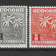 022) Andorra (spanisch) 1951 Blumen Mi. Nr. 52/53 postfrisch