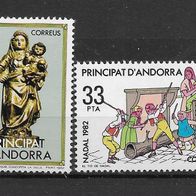 023) Andorra (spanisch) 1982 Weihnachten Mi. Nr. 163/64 kpl. Satz postfrisch