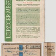 Messeausweis vom 5. bis 15. Sept.1954 Leipzig mit Fahrkarten und Zimmernachweis