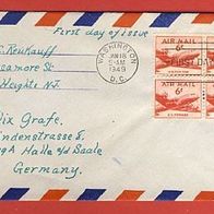 USA 1949 Flugpostbrief / FDC 4er Block