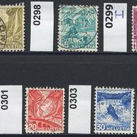 Schweiz Mi. Nr. 297 + 298 + 299 I + 299 II + 301 + + 303 + 305 Landschaften o <