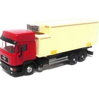 MAN F90 HD ´86, Wechsel- Kühlkoffer, rot-hellbeige, Ep4, Kleinserie, Spur N