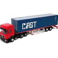 MAN F90 ´86 HD, Container-Sz., rot-dunkelblau Cast, Ep4 Lemke MiNis / Herpa Spur N
