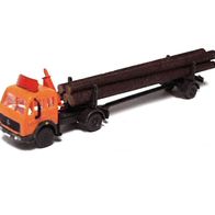 MB 1632 NG ´80 L, Langholzzug mit Ladekran, orange, Ep4, Wiking-Umbau, Spur N