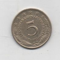 Münze Jugoslawien 5 Dinar 1973