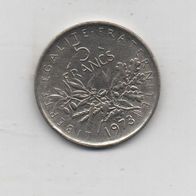 Münze Frankreich 5 Franc 1973