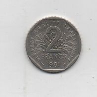 Münze Frankreich 2 Franc 1981