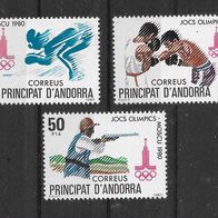 029) Andorra (spanisch) 1980 Olympia Mi. Nr. 133/35 kpl. Satz postfrisch