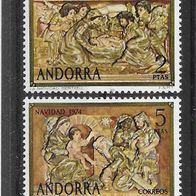 030) Andorra (spanisch) 1974 Weihnachten Mi. Nr. 93/94 kpl. Satz postfrisch