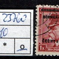 Los H23760: Böhmen & Mähren Mi. 10, gest
