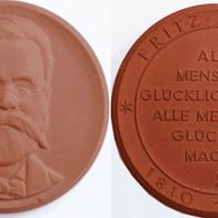 Fritz-Reuter Meißener Böttcher Steinzeug Medaille 63,5 mm x 6,5 mm Größe beste Erh.
