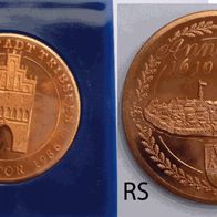 Tribsees Medaille 40 x 2 mm 1610-1985 , Rat der Stadt Tribsees Mühlentor 1986