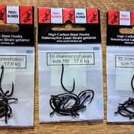 Neu! 30 Profi-Blinker Wahnsinnshaken Schwarz 1/0 Haken Öhrhaken Angelhaken Hook