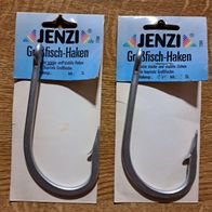 Neu! 2 Jenzi Großfischhaken Haken Wallerhaken Haihaken Welshaken Silber Gr: 14/0