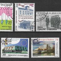032) Andorra (spanisch) kleines Lot 5 Werte gestempelt