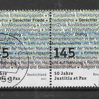 034) BRD/ Bund 2017 50 Jahre Justitia et Pax Mi. Nr. 3339 waagr. Paar gestempelt