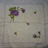 TW Tischdecke Deckchen 41x42 Handarbeit Sticken Pfingstrose Leinen Weiß pink grün ein