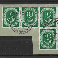 020) BRD/ Bund 1951 Posthorn Mi. Nr. 128 Zusammendruck auf Briefausschnitt gestempelt
