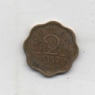 münze Ceylon 2 Cent 1957