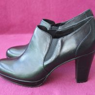 NEU Damen Schuhe Hochfront Pumps 40 Leder schwarz Ankle Plateau Sohle High Heels