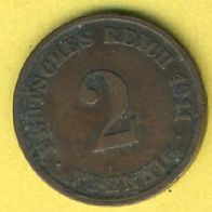 Kaiserreich 2 Pfennig 1911 J