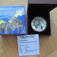 Bull and Bear Blue Line China Panda 2015, gilded, Color / Zertifikat, Schatulle