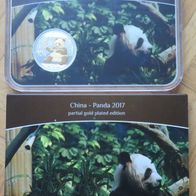China.10 Yuan 2017 Panda - Partial Gold Plated Edition