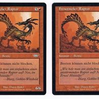 2x "Frenetischer Raptor", Uncommon aus "Legionen", Erhaltung siehe Text