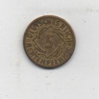 Münze Deutsches Reich 5 Rentenpfennig 1924