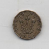 Münze. England Three Pence 1944