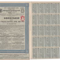 Eisenbahngesellschaft Moskau Kiew Woronesch 1910 Obligation mit Kupons Nummer 28645