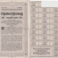 Graz Schuldverschreibung Eintausend Kronen mit Zinsschein , 15. Juli 1921 Nr.: 55700