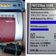 Fritz! Box 5490 GN mit Glasfaseranschluss funktionstüchtig