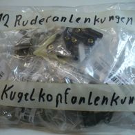 Metall-Ruderhörner (12 Paar) mit Gegenplatte und 6 Kugelköpfe