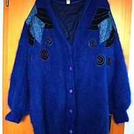 Strickjacke Mohair blau Perle Stickerei Gr. 44/46