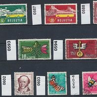 Schweiz Mi. Nr. 586 + 587 + 588 + 593 + 594 + 602 + 603 + 604 o <